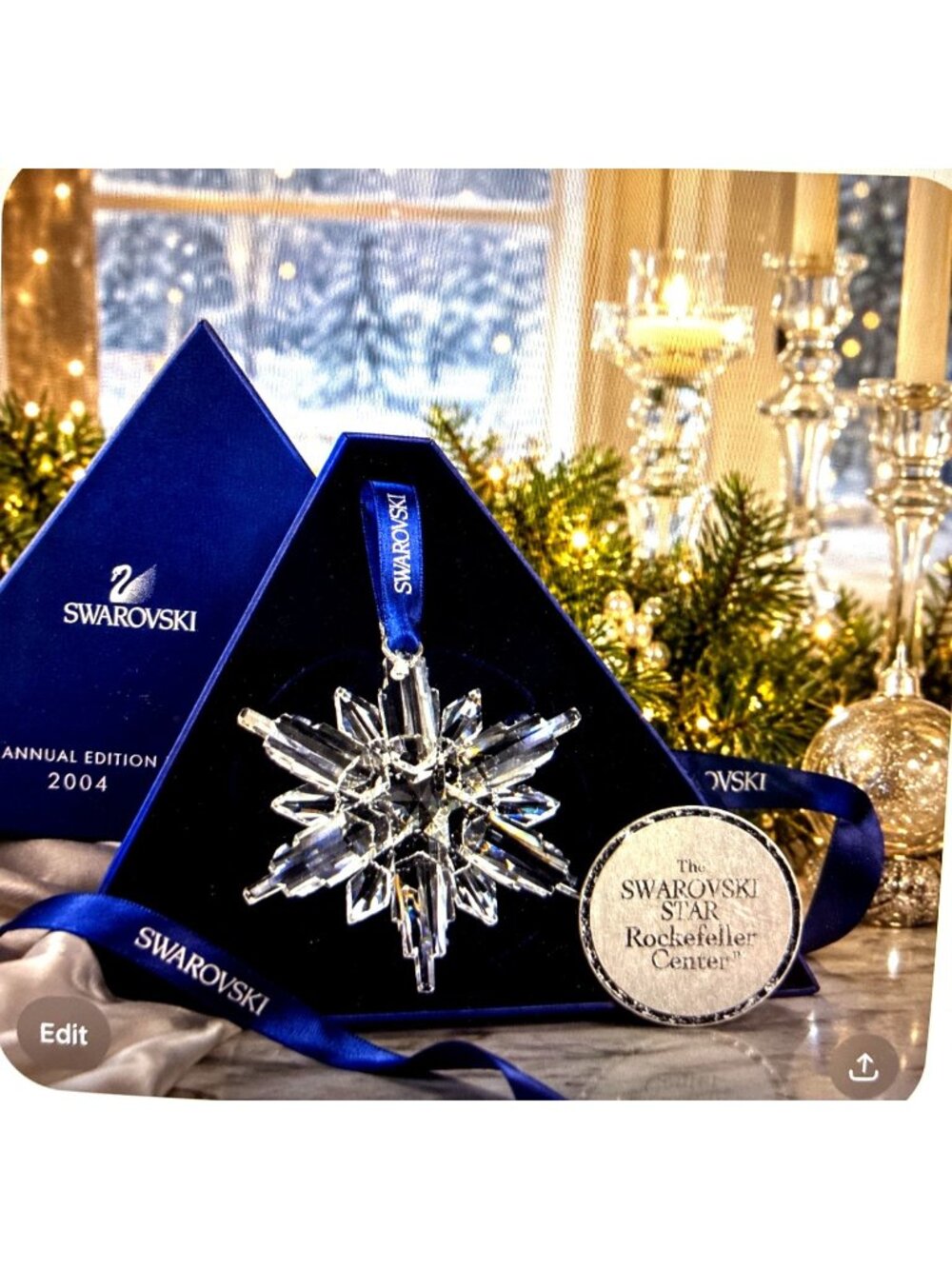 Swarovski 2004 Rockefeller Center Crystal Star Ornament Box COA - Picture 3 of 16